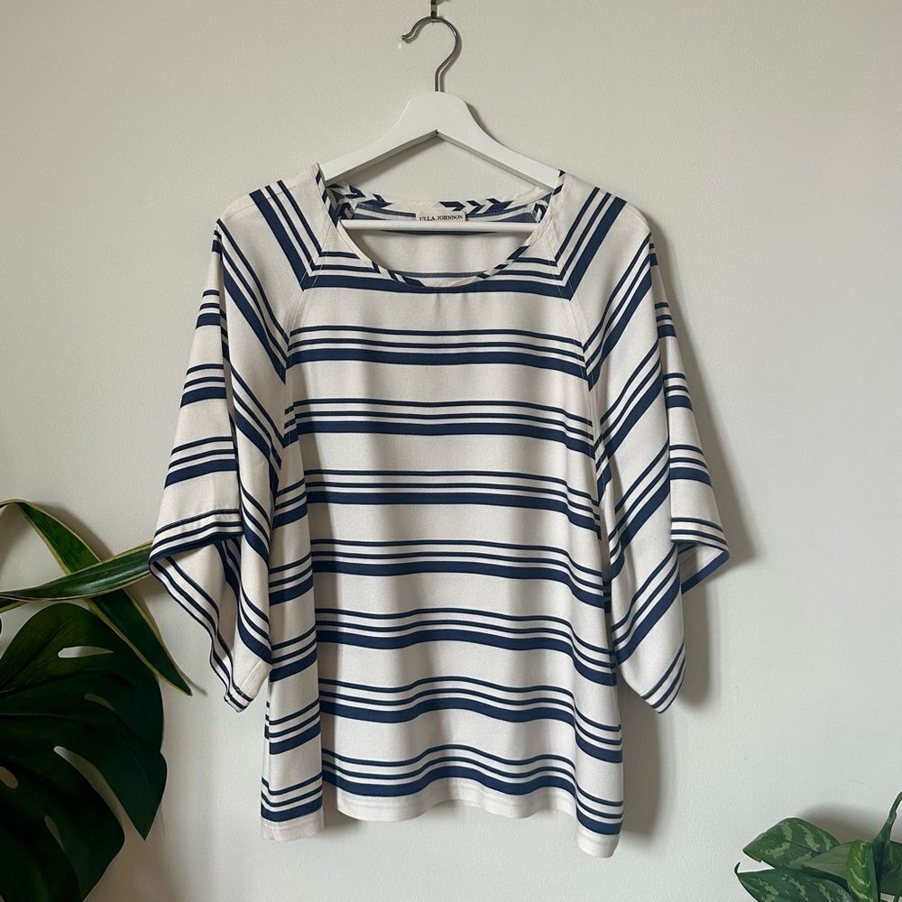 Ulla Johnson Jetty Sailor Stripe Silk Blend Top Size 8